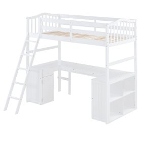 Wooden Twin Size Loft Bed With Drawers, Cabinet, Shelves And Desk 21 Wooden Twin Size Loft Bed With Drawers, Cabinet, Shelves And Desk