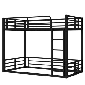 Metal Twin Xl Over Twin Xl Floor Bunk Bed Frame For Kids, Teens, Adults