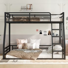 Metal Twin Over Full Floor Bunk Bed Frame For Kids, Teens, Adults