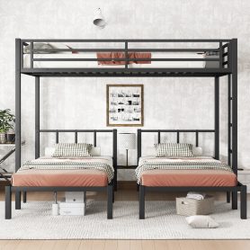 Twin XL over Twin & Twin Bunk Bed Metal Triple Bunk Bed 18 Twin XL over Twin & Twin Bunk Bed Metal Triple Bunk Bed