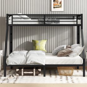 Metal Twin XL over Queen Bunk Bed for Teens and Adults, Black