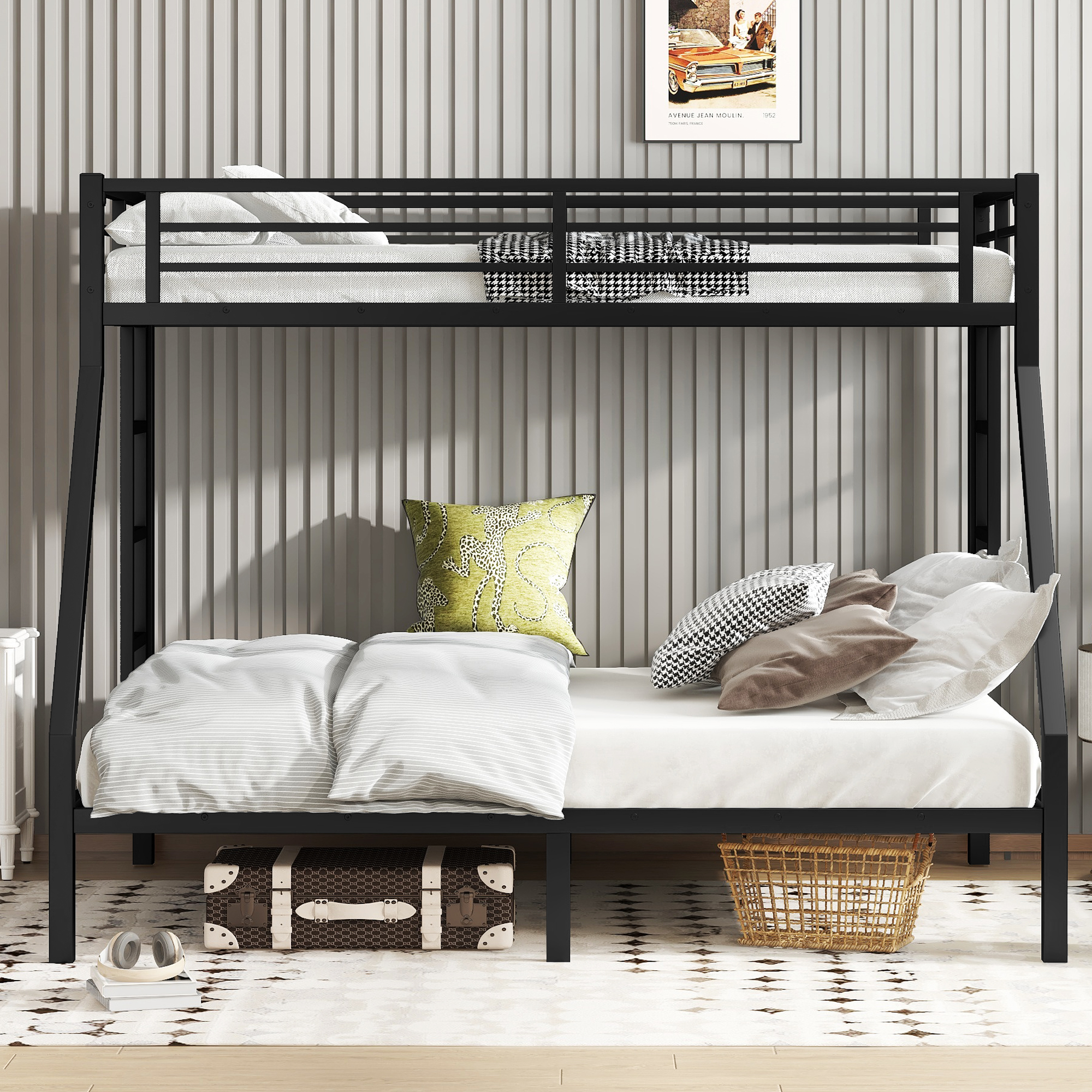 Metal Twin XL over Queen Bunk Bed for Teens and Adults, Black 4 Metal Twin XL over Queen Bunk Bed for Teens and Adults, Black
