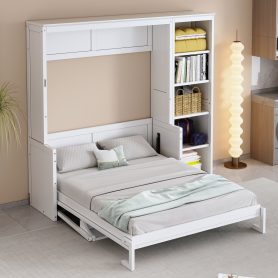 Full Size Murphy Bed With Desk And Bookshelf