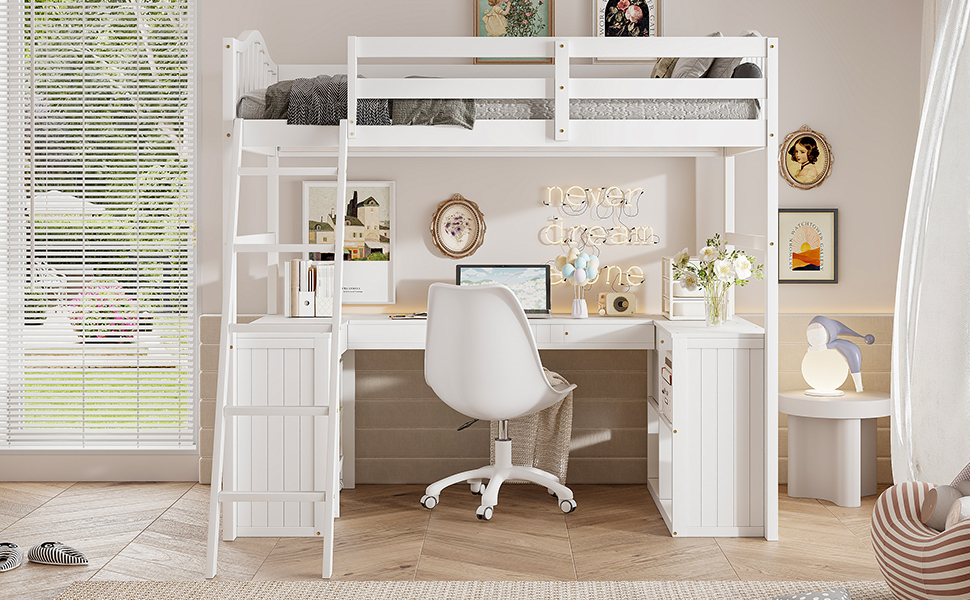 Wooden Twin Size Loft Bed With Drawers, Cabinet, Shelves And Desk 16 Wooden Twin Size Loft Bed With Drawers, Cabinet, Shelves And Desk