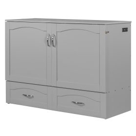 Full Size Wall Bed with drawer and a set of Sockets & USB Ports, Pulley Structure Design 52 Full Size Wall Bed with drawer and a set of Sockets & USB Ports, Pulley Structure Design