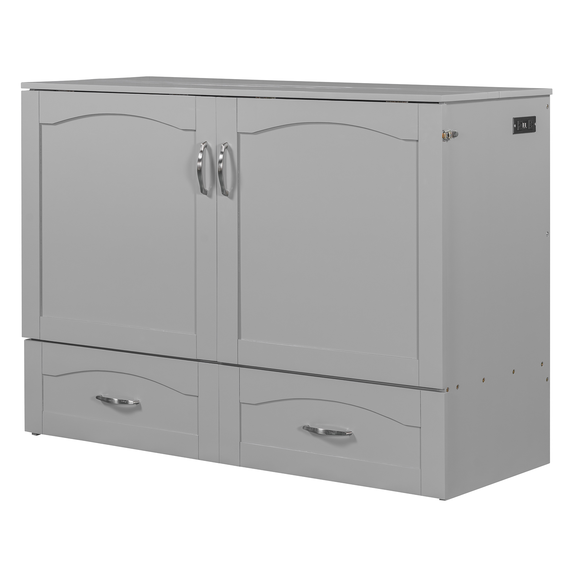 Full Size Wall Bed with drawer and a set of Sockets & USB Ports, Pulley Structure Design 27 Full Size Wall Bed with drawer and a set of Sockets & USB Ports, Pulley Structure Design