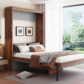 Full Size Murphy Bed With Foldable Desk  Space Saving Wall Bed