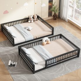 Full XL over Queen Floor Bunk Bed Frame with Ladder and Safety Guardrails 22 Full XL over Queen Floor Bunk Bed Frame with Ladder and Safety Guardrails