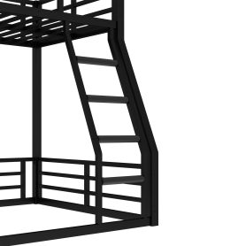 Metal Twin Over Full Floor Bunk Bed Frame For Kids, Teens, Adults