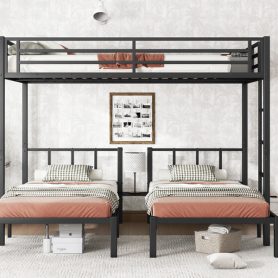 Twin XL over Twin & Twin Bunk Bed Metal Triple Bunk Bed 28 Twin XL over Twin & Twin Bunk Bed Metal Triple Bunk Bed