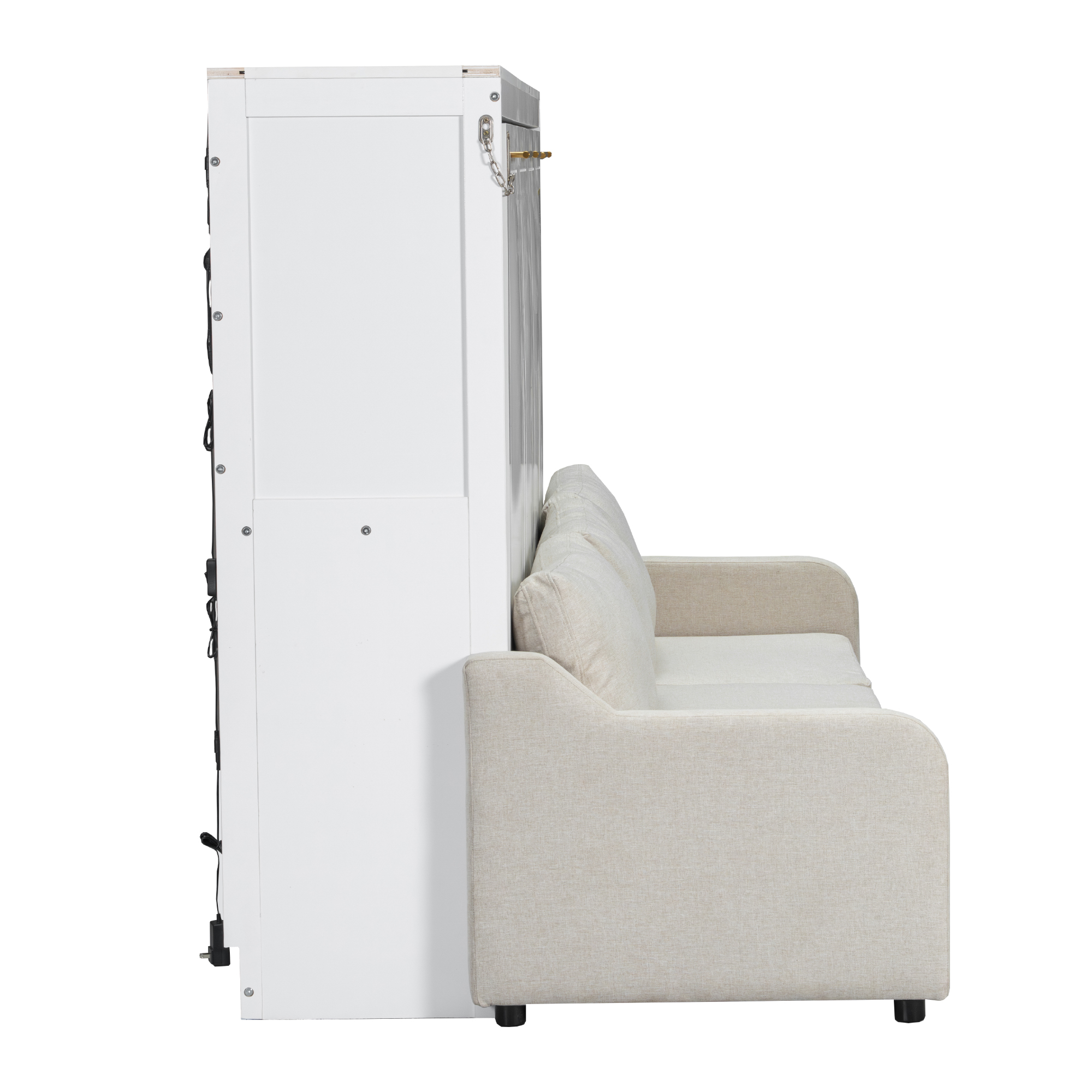 Full Size Murphy Cabinet Bed with Folding Sofa,Built-in Storage Shelves and LED Light 18 Full Size Murphy Cabinet Bed with Folding Sofa,Built-in Storage Shelves and LED Light