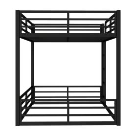 Metal Bunk Bed, Full Xl Over Full Xl Floor Bunk Bed Frame,heavy-duty Bunk Bed For Kids, Teens, Adults, Noise-reduced Design, Black