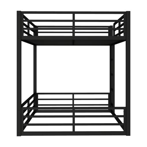 Metal Bunk Bed, Full Xl Over Full Xl Floor Bunk Bed Frame,heavy-duty Bunk Bed For Kids, Teens, Adults, Noise-reduced Design, Black
