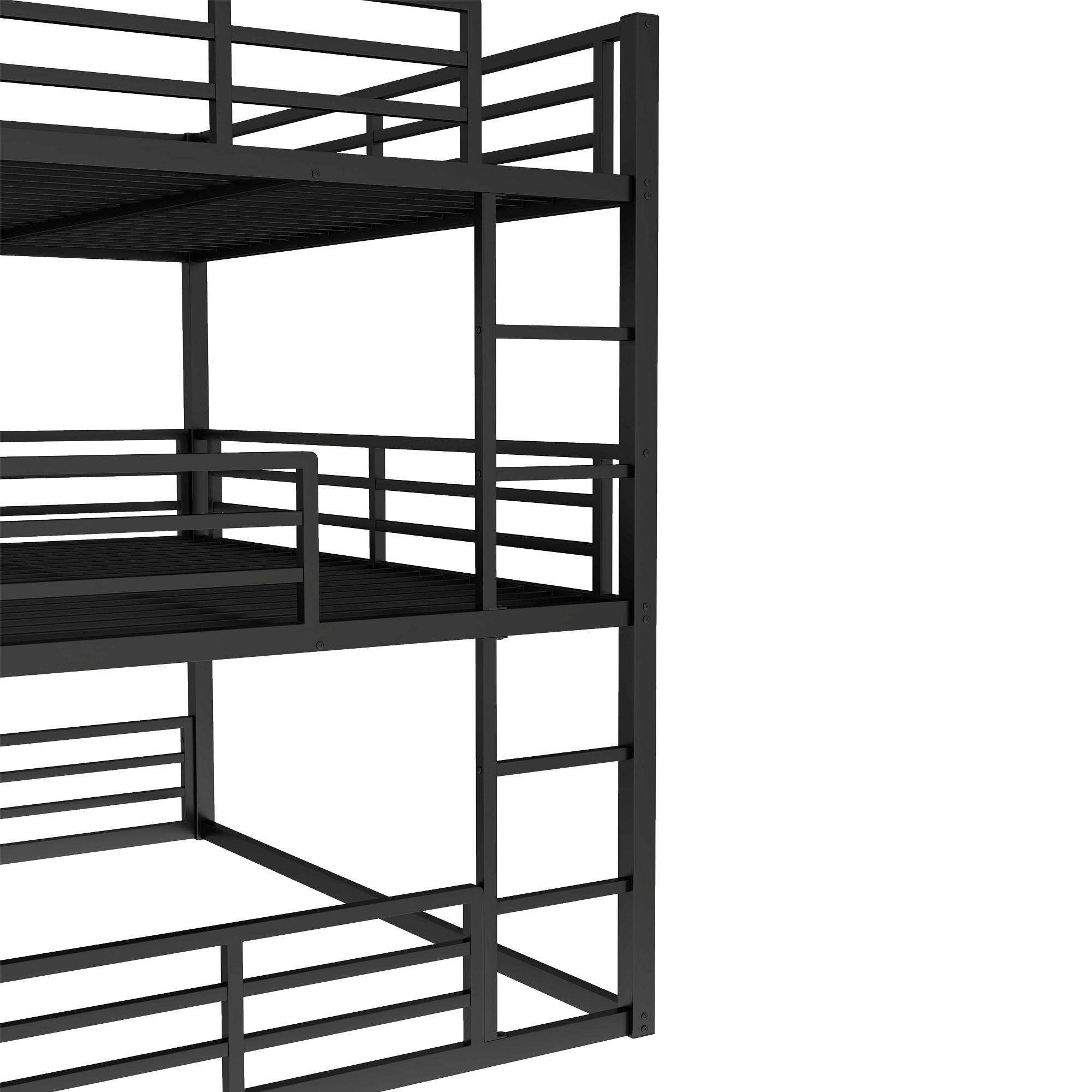 Metal Full Over Full Over Full Bunk Bed With Safety Guardrail 9 Metal Full Over Full Over Full Bunk Bed With Safety Guardrail