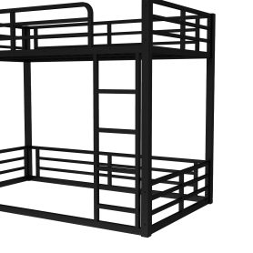 Metal Twin Xl Over Twin Xl Floor Bunk Bed Frame For Kids, Teens, Adults