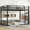 Metal Full Over Full Floor Bunk Bed Frame For Kids, Teens, Adults