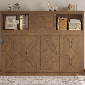 Twin Size Murphy Bed with Charging Station and a Drawer