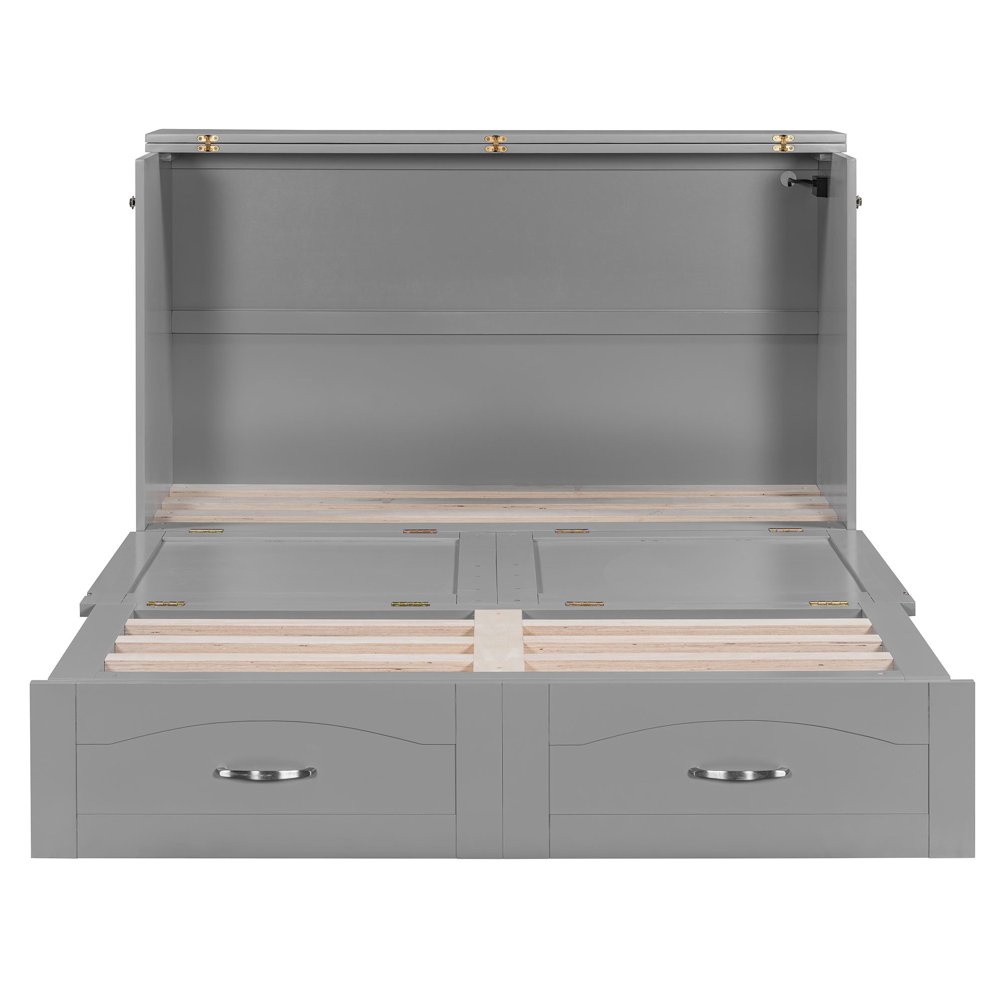 Full Size Wall Bed with drawer and a set of Sockets & USB Ports, Pulley Structure Design 28 Full Size Wall Bed with drawer and a set of Sockets & USB Ports, Pulley Structure Design