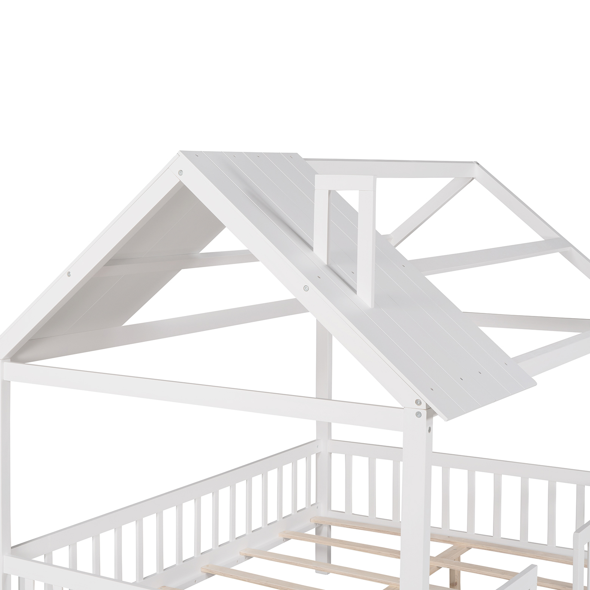 Full Size Wood House Bed with Fence 13 Full Size Wood House Bed with Fence