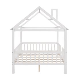 Full Size Wood House Bed with Fence 20 Full Size Wood House Bed with Fence
