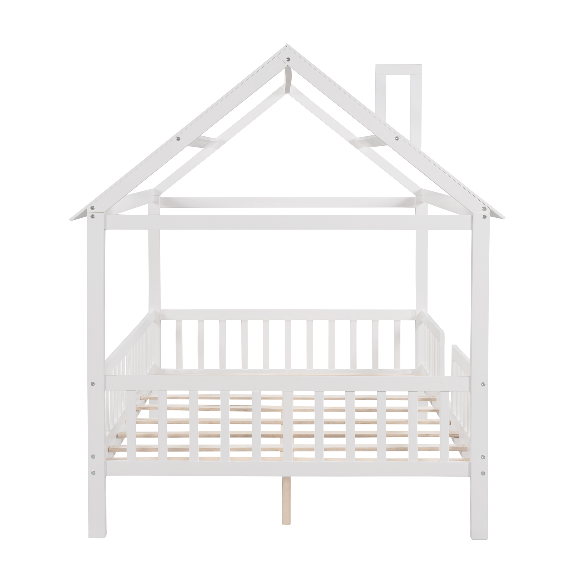 Full Size Wood House Bed with Fence 9 Full Size Wood House Bed with Fence