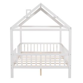Full Size Wood House Bed with Fence 21 Full Size Wood House Bed with Fence