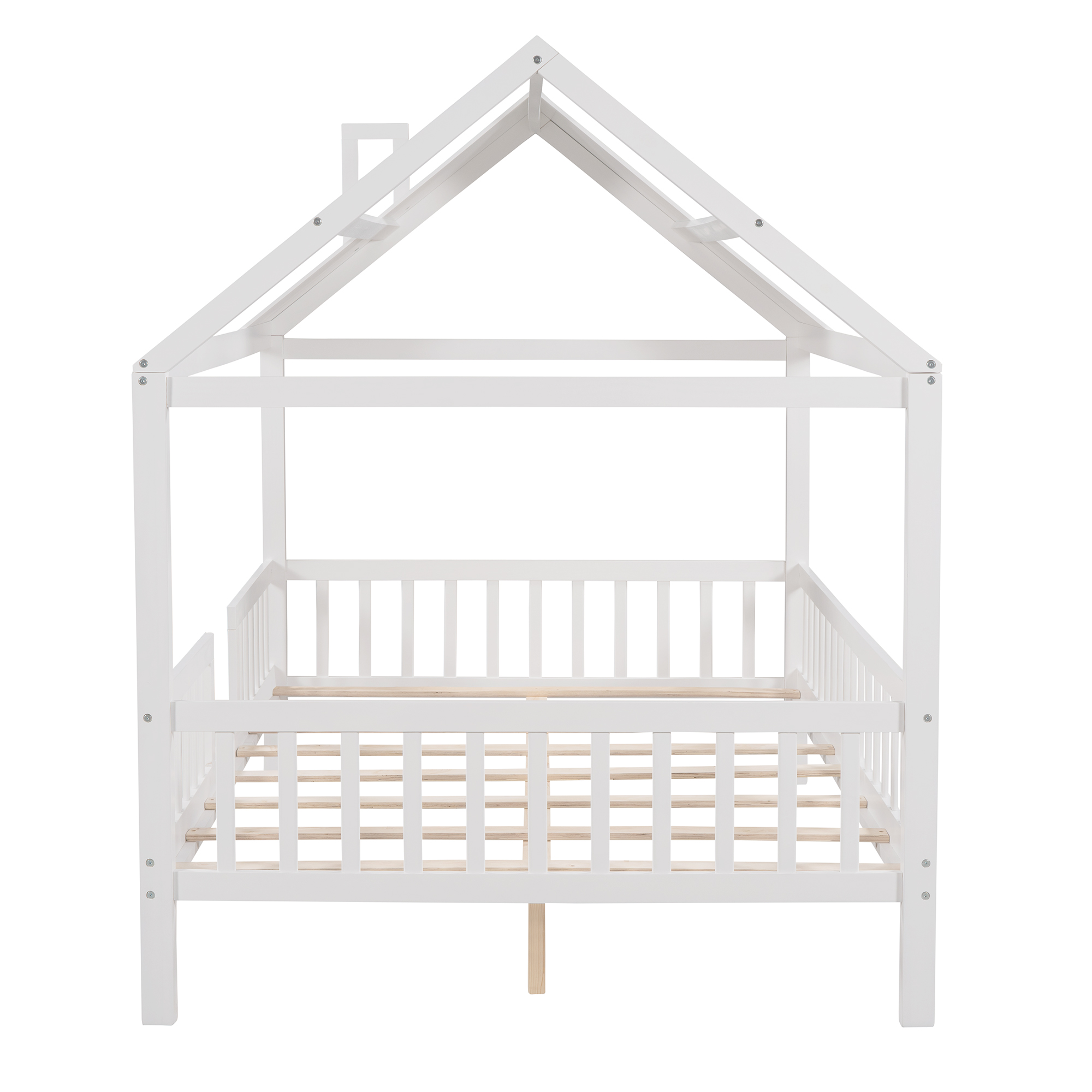 Full Size Wood House Bed with Fence 10 Full Size Wood House Bed with Fence