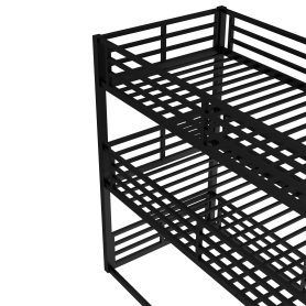 Metal Twin XL Over Twin XL Over Twin XL Bunk Bed With Safety Guardrails