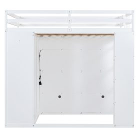 Full Size Loft Bed With Drawers, Shelves And Light