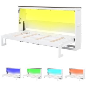 Twin Size Murphy Bed With LED Light, Can Be Folded Into A Cabinet, Hidden Wall Bed Cabinet