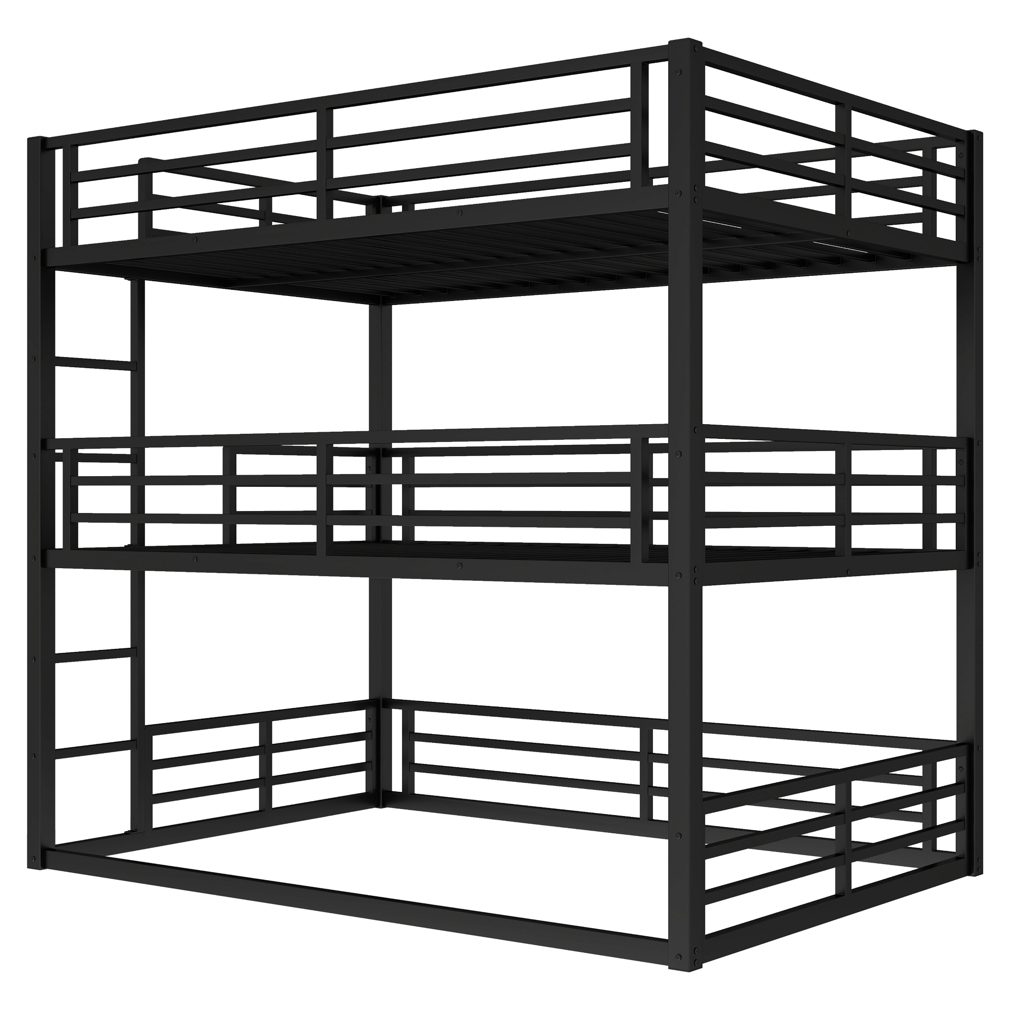 Metal Full Over Full Over Full Bunk Bed With Safety Guardrail 6 Metal Full Over Full Over Full Bunk Bed With Safety Guardrail