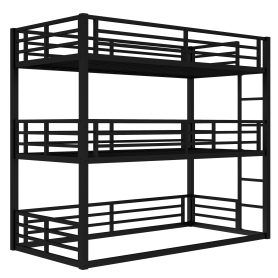 Metal Twin XL Over Twin XL Over Twin XL Bunk Bed With Safety Guardrails