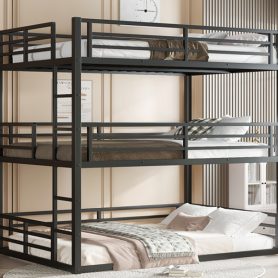 Metal Full Over Full Over Full Bunk Bed With Safety Guardrail 28 Metal Full Over Full Over Full Bunk Bed With Safety Guardrail