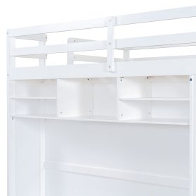 Full Size Loft Bed With Drawers, Shelves And Light