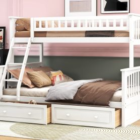 Twin Over Full Bunk Bed With Drawers, Convertible Beds