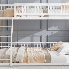 Twin XL over Queen Floor Bunk Bed Frame with Ladder and Safety Guardrails 30 Twin XL over Queen Floor Bunk Bed Frame with Ladder and Safety Guardrails