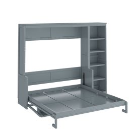 Queen Size Murphy Bed With Desk And Bookshelf