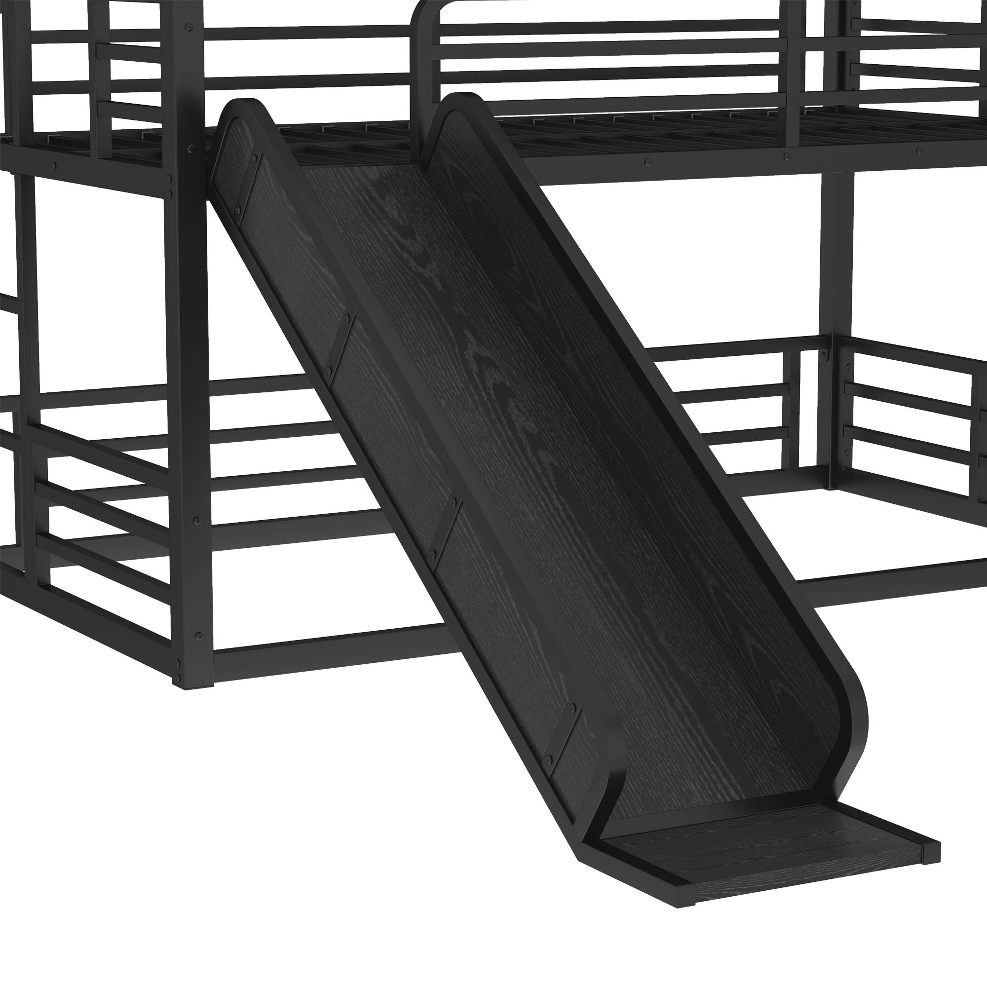 Metal Twin Xl Over Twin Xl Over Twin Xl Bunk Bed With Slide, and Safety Guardrails 10 Metal Twin Xl Over Twin Xl Over Twin Xl Bunk Bed With Slide, and Safety Guardrails
