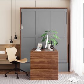 Full Size Murphy Bed With Foldable Desk  Space Saving Wall Bed