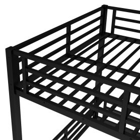 Metal Full Over Full Floor Bunk Bed Frame For Kids, Teens, Adults