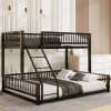 Twin XL over Queen Floor Bunk Bed with Ladder and Safety Guardrails