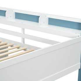 Full Size Wood Loft Bed With Built-in Storage Shelves, Clothes Rails And Desk