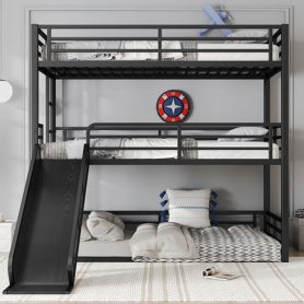 Metal Twin Xl Over Twin Xl Over Twin Xl Bunk Bed With Slide, and Safety Guardrails 35 Metal Twin Xl Over Twin Xl Over Twin Xl Bunk Bed With Slide, and Safety Guardrails