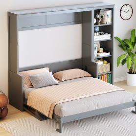 Queen Size Murphy Bed With Desk And Bookshelf