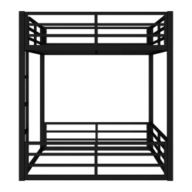 Metal Full Over Full Floor Bunk Bed Frame For Kids, Teens, Adults