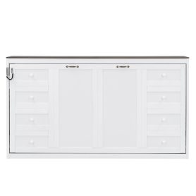 Twin Size Murphy Bed With LED Light, Can Be Folded Into A Cabinet, Hidden Wall Bed Cabinet