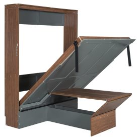 Full Size Murphy Bed With Foldable Desk  Space Saving Wall Bed