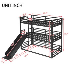Metal Twin Xl Over Twin Xl Over Twin Xl Bunk Bed With Slide, and Safety Guardrails 23 Metal Twin Xl Over Twin Xl Over Twin Xl Bunk Bed With Slide, and Safety Guardrails