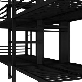 Twin Size Quadruple Metal Bunk Bed With Built-in Storage Shelves & Wardrobe 26 Twin Size Quadruple Metal Bunk Bed With Built-in Storage Shelves & Wardrobe