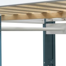 Full Size Wood Loft Bed With Built-in Storage Shelves, Clothes Rails And Desk